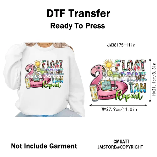 Happy Summer Boat Cruise Life Salty Beach Family Island Vacation Iron on DTF Thermal Transfer Sticker Ready to Press for Clothes