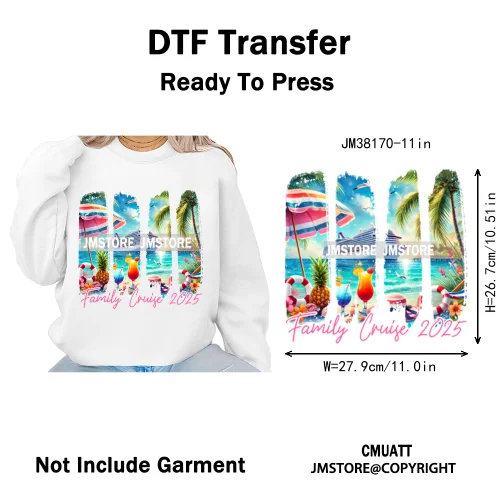 Happy Summer Boat Cruise Life Salty Beach Family Island Vacation Iron on DTF Thermal Transfer Sticker Ready to Press for Clothes
