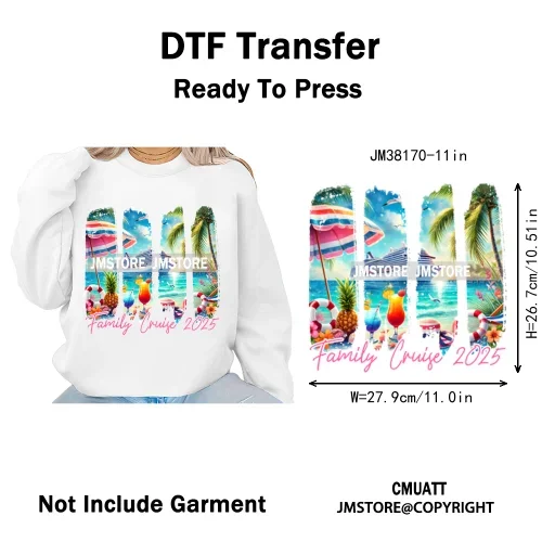 Hot Summer Holiday Boat Cruise Ship Life Salty Beach Family Island Trip Iron on DTF Transfer Stickers Ready to Press for Clothes
