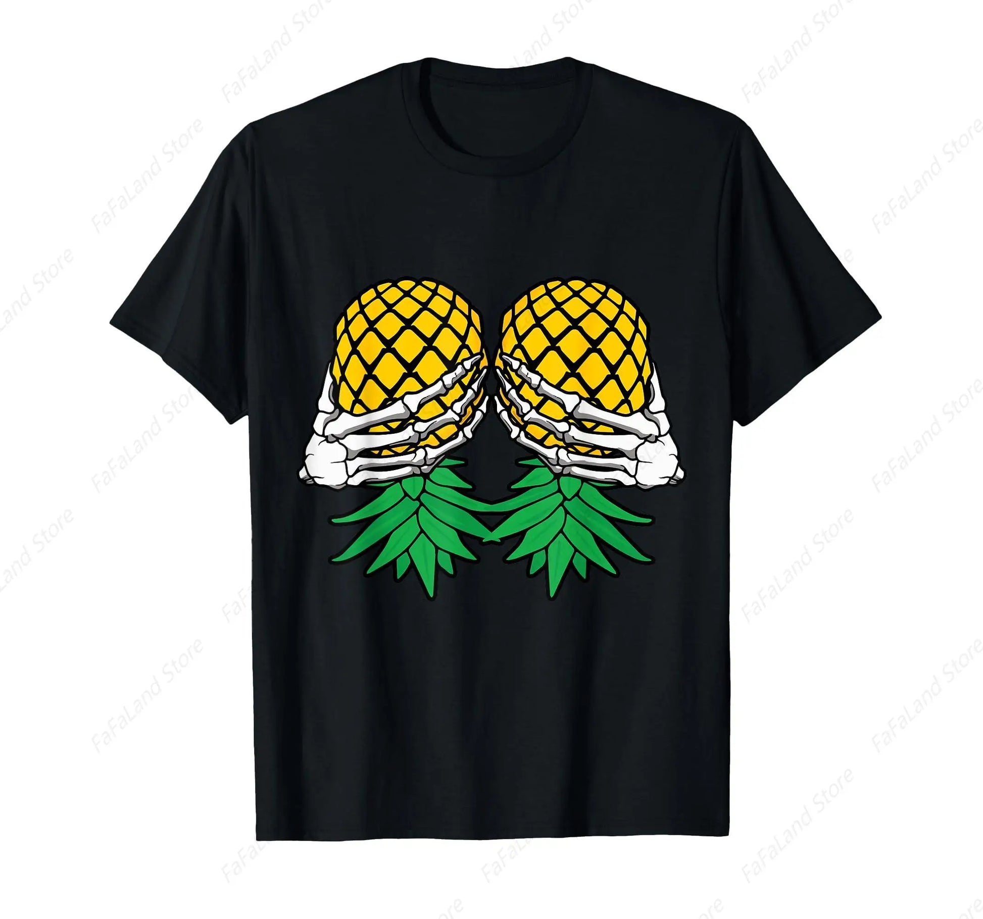 Halloween Boob Upside Down Pineapple Swinger Skeleton Hand T-Shirt