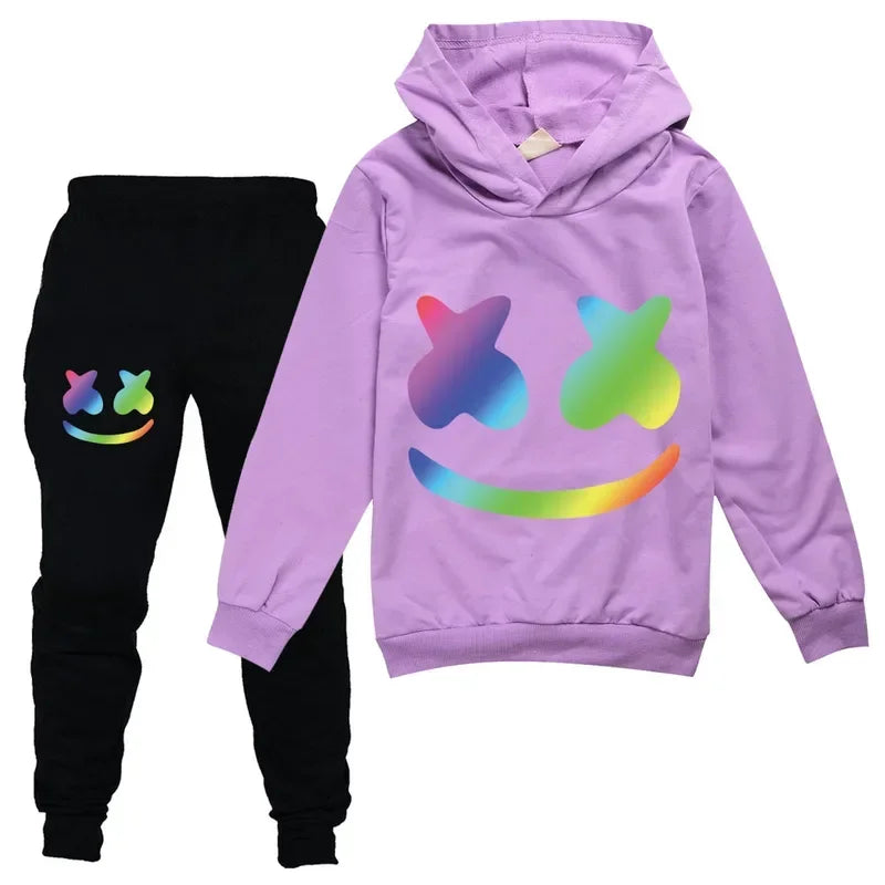 DJ Spring Season Autumn Clothing Set Kids Hoodies and Pants Suit Toddler Boys Tracksuit Teen Girls Casual Outfits