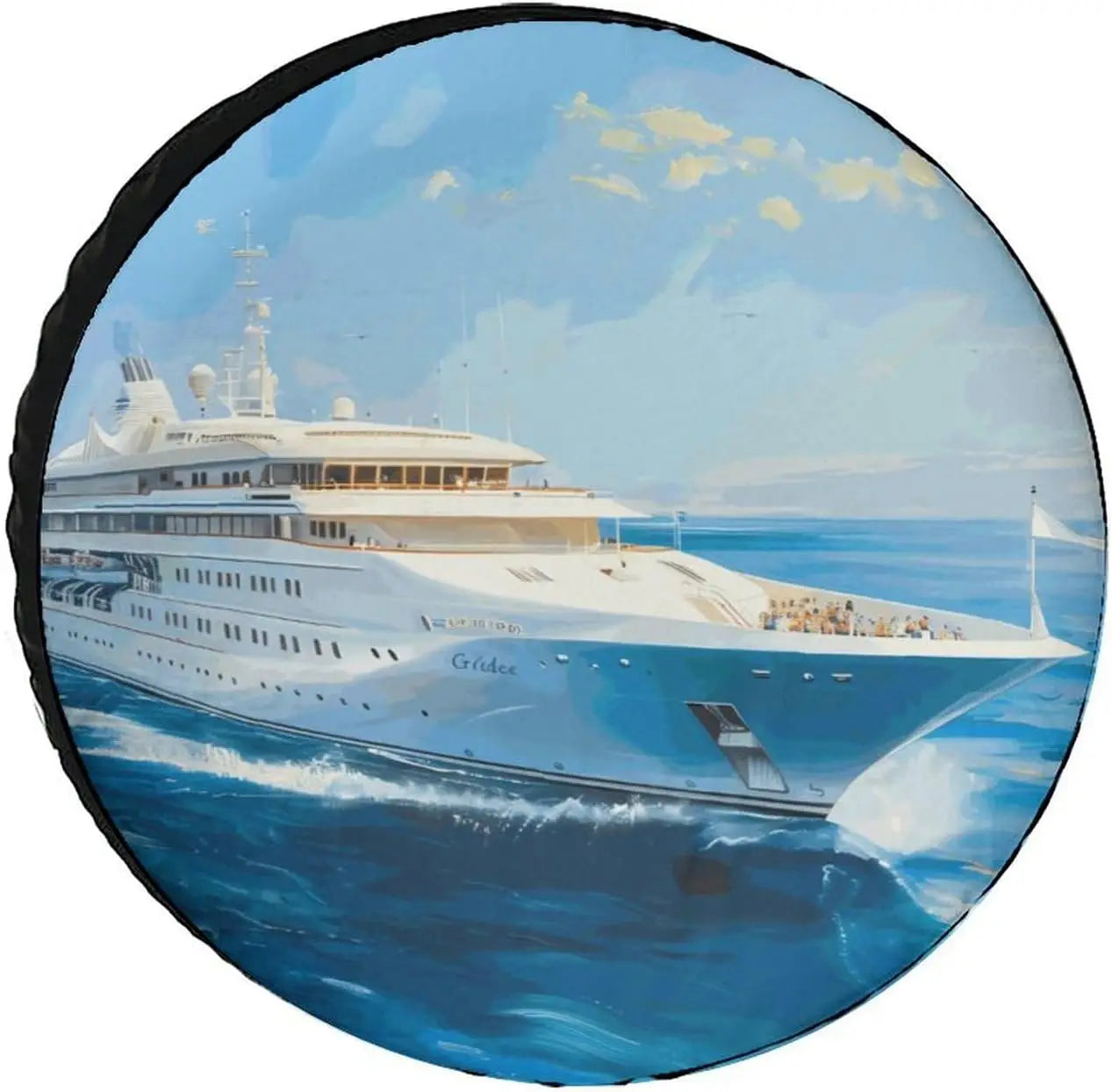 Ocean Cruise Ship Printed Spare Wheel Tire Cover Sun Rain Protector Covers Fits Tire Diameters 24-36 Inch