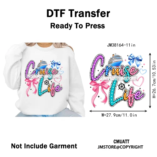 Happy Summer Boat Cruise Life Salty Beach Family Island Vacation Iron on DTF Thermal Transfer Sticker Ready to Press for Clothes