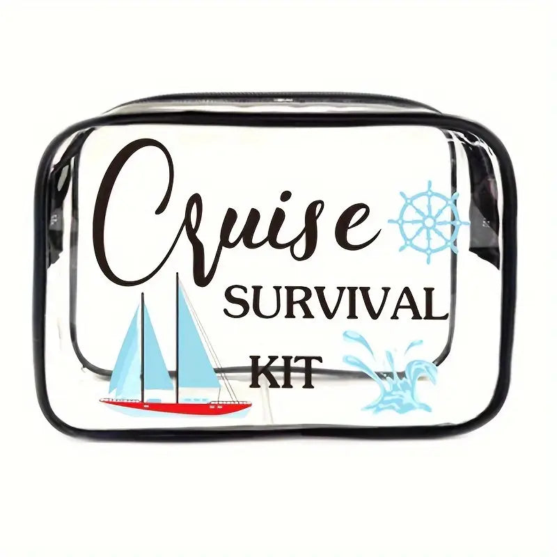 Cruise-Themed PVC Cosmetic Bag Set for Men & Women, Unisex