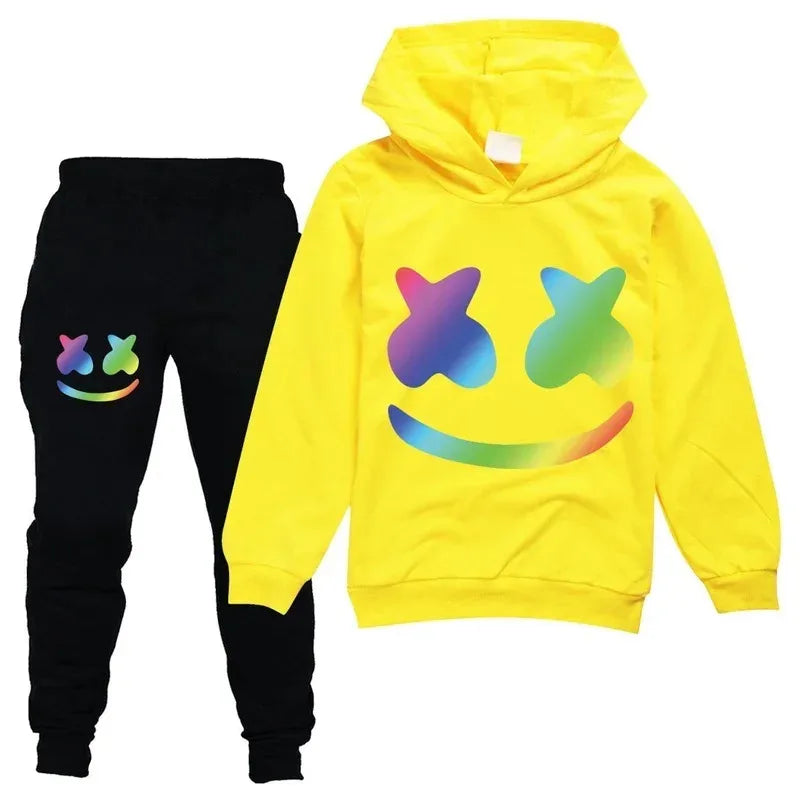 DJ Spring Season Autumn Clothing Set Kids Hoodies and Pants Suit Toddler Boys Tracksuit Teen Girls Casual Outfits