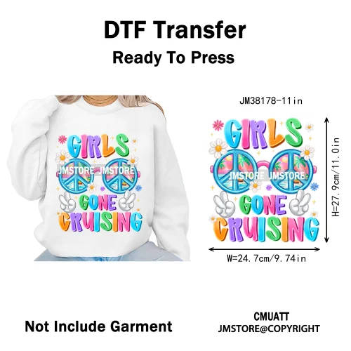 Happy Summer Boat Cruise Life Salty Beach Family Island Vacation Iron on DTF Thermal Transfer Sticker Ready to Press for Clothes