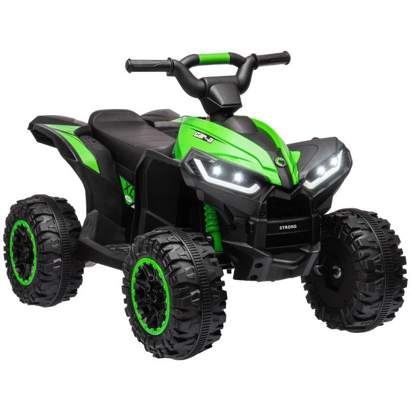 12V Ride-On Quad Bike with Music, Horn, for Ages 3-5 Years - Green | HOMCOM-0