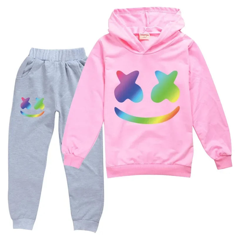 DJ Spring Season Autumn Clothing Set Kids Hoodies and Pants Suit Toddler Boys Tracksuit Teen Girls Casual Outfits