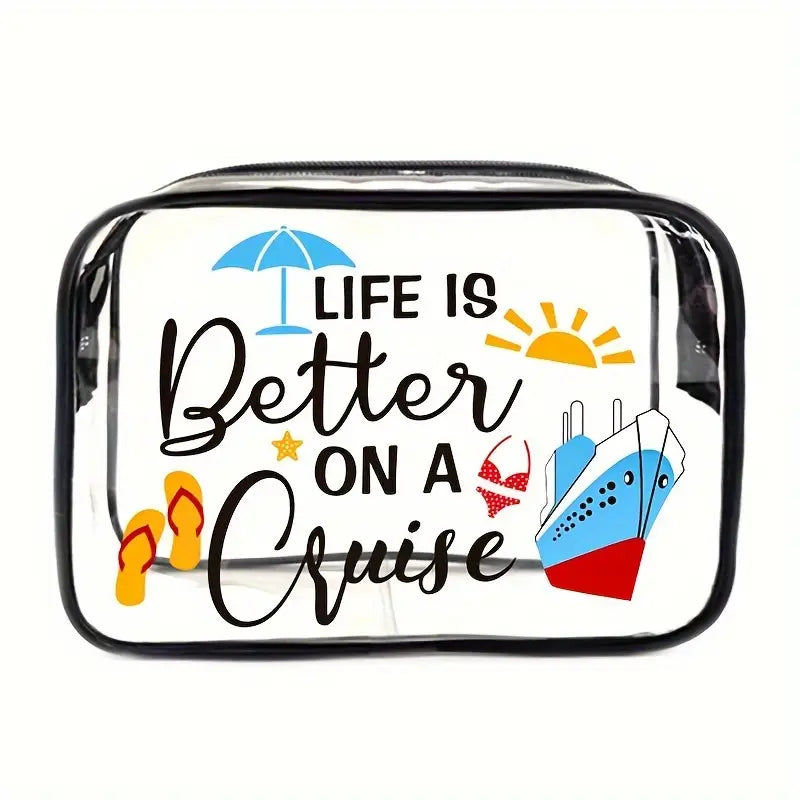 Cruise-Themed PVC Cosmetic Bag Set for Men & Women, Unisex