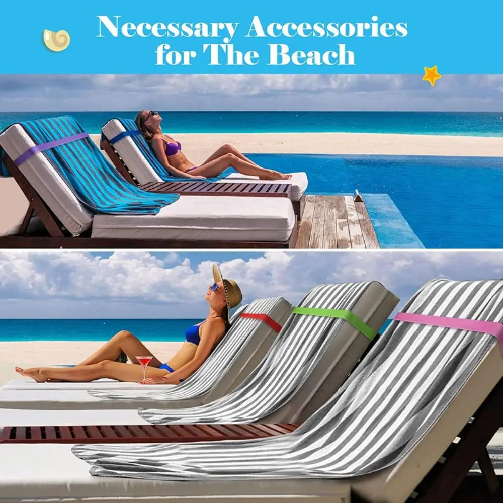 NEW Stretchable Beach Towel Bands Elastic Versatile Beach Towel Clips Cruise Ship Towel Holder Beach Essentials