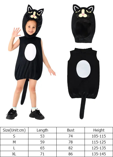 Fantasy Kids Cosplay Stage Performance Funny Looks Cat Costume Cartoon Animal Disguise Roleplay Clothing Halloween Carnival Suit