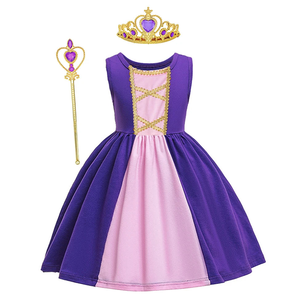 Patchworks Cosplay Princess Dress for Kids Girl Summer Sleeveless Vestido Casual Children Clothing One Piece Dress Fashion Stlye