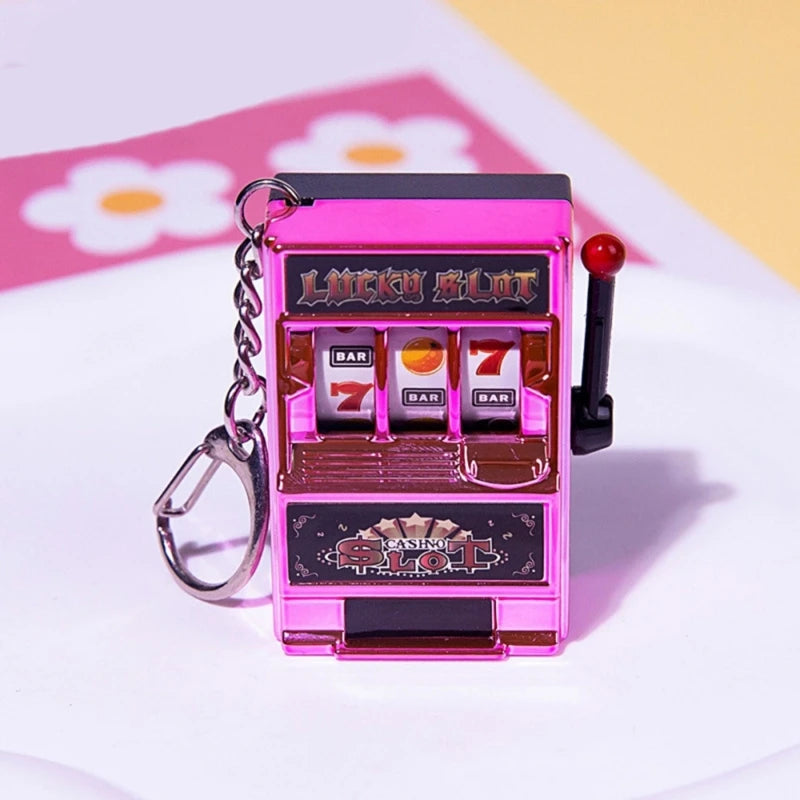 Mini Casino Lucky Charm Jackpot Keychains Handbags Charm Pendant Keychain Novelty Gifts for Women Men