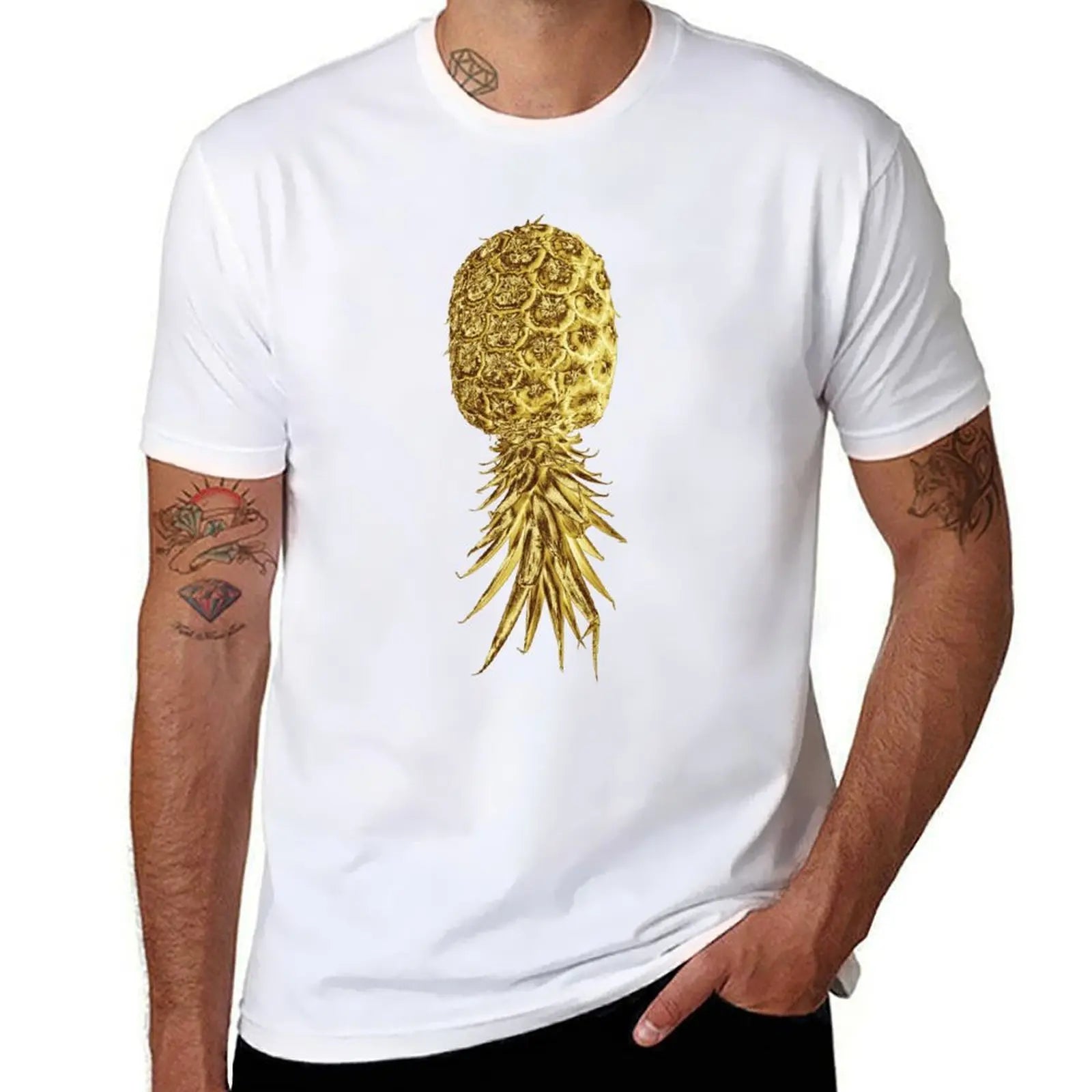 Pineapple Golden Pineapple upside down T-Shirt vintage graphic tee Blouse luxury t-shirt sweat shirts, men
