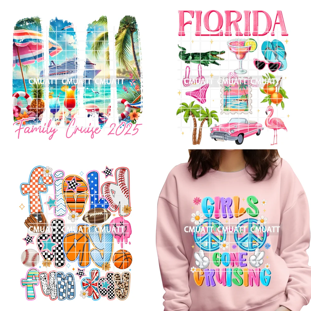 Hot Summer Holiday Boat Cruise Ship Life Salty Beach Family Island Trip Iron on DTF Transfer Stickers Ready to Press for Clothes
