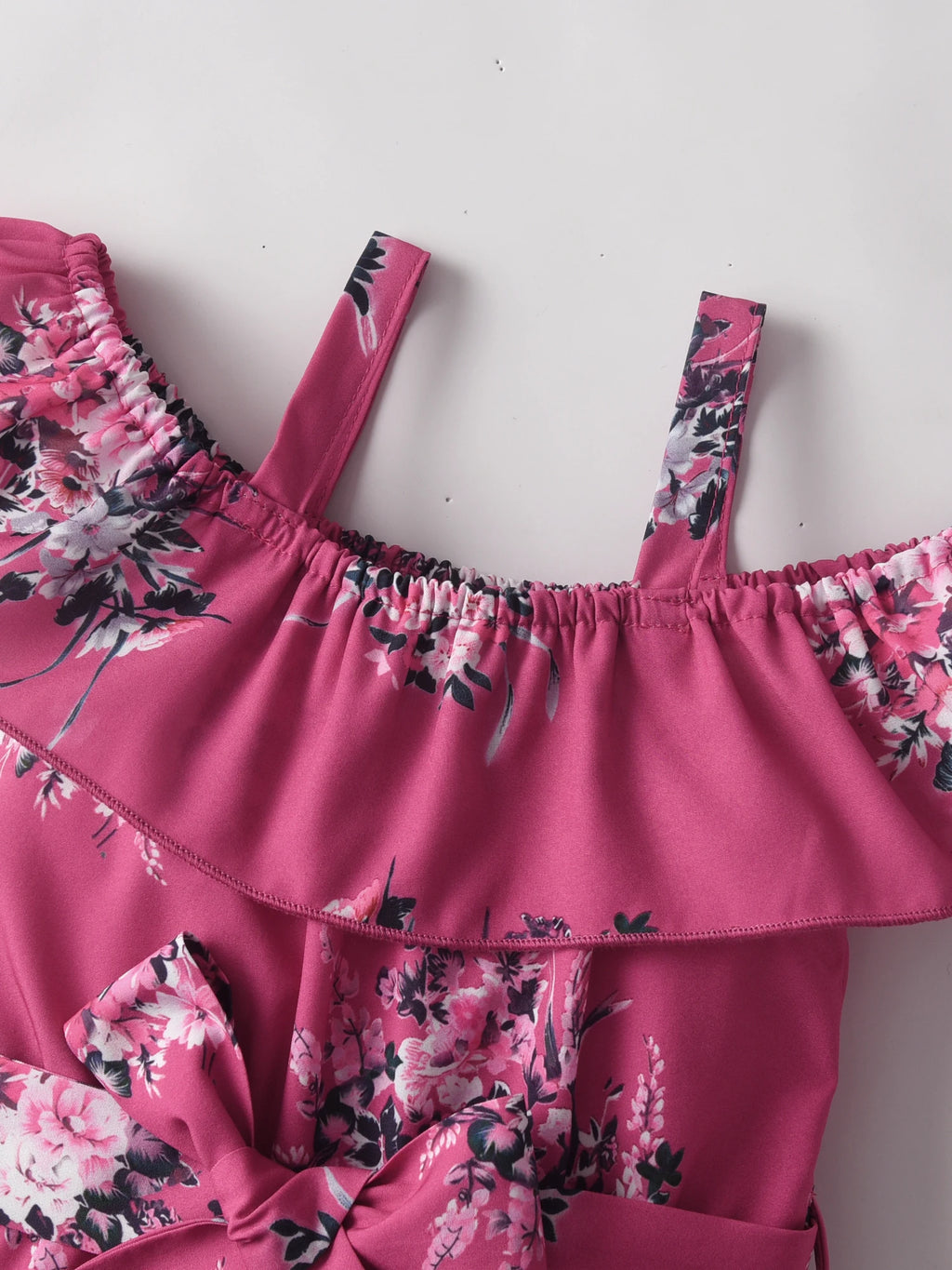 2 3 4 5 6 7t Children Kids Girls Cute Summer Strap Romper Jumpsuit with Floral Printed Casual Loose Clothes Princess Costume