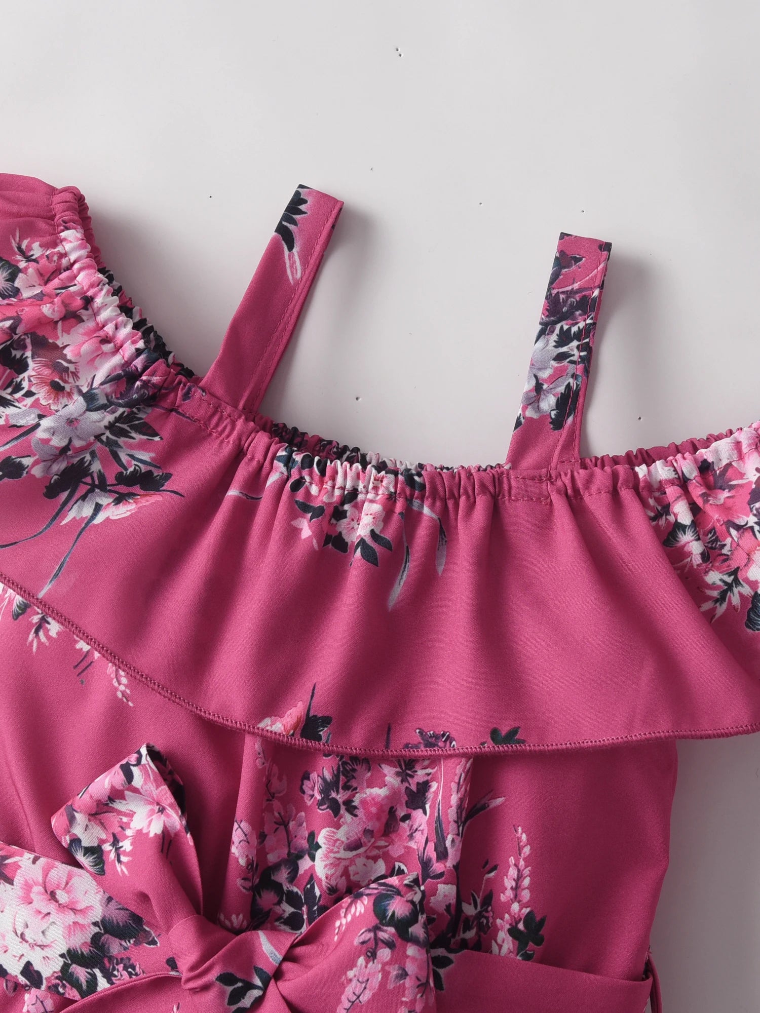 2 3 4 5 6 7t Children Kids Girls Cute Summer Strap Romper Jumpsuit with Floral Printed Casual Loose Clothes Princess Costume