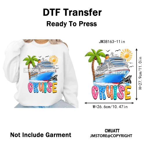 Happy Summer Boat Cruise Life Salty Beach Family Island Vacation Iron on DTF Thermal Transfer Sticker Ready to Press for Clothes