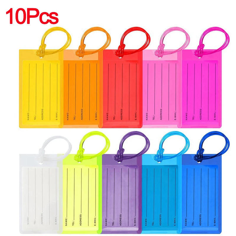 10/20PCS Luggage Tag Boarding Shipping PVC Baggage Tags Travel Accessory Women Men Suitcase ID Address Name Holder Bag Label