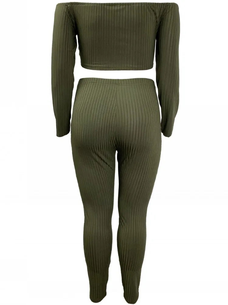 Plus Size Clothes Sets For Women's Clothing Two Piece Set Casual Solid Long SleeveTop And Pants Two Piece Set Fashion Clothing