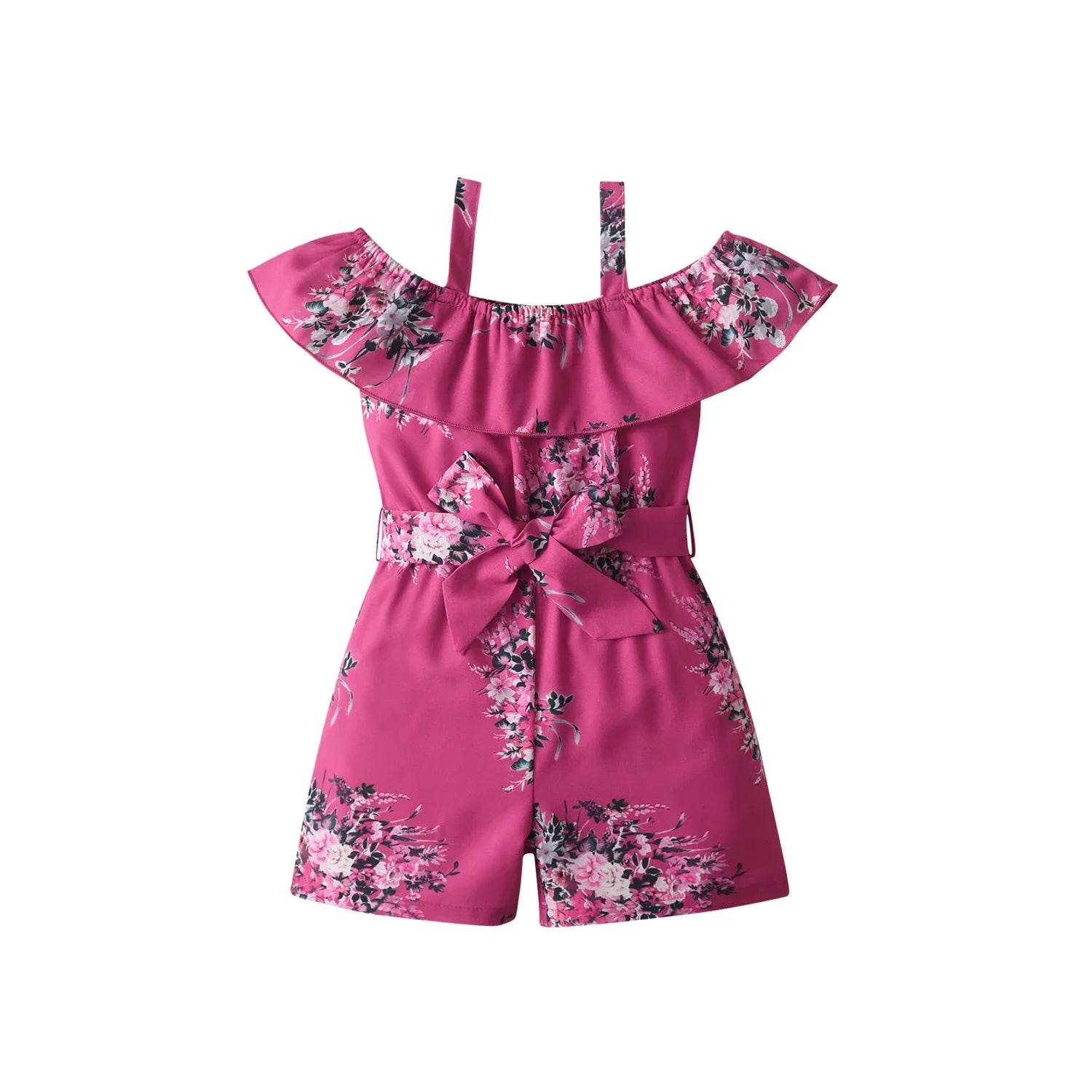 2 3 4 5 6 7t Children Kids Girls Cute Summer Strap Romper Jumpsuit with Floral Printed Casual Loose Clothes Princess Costume