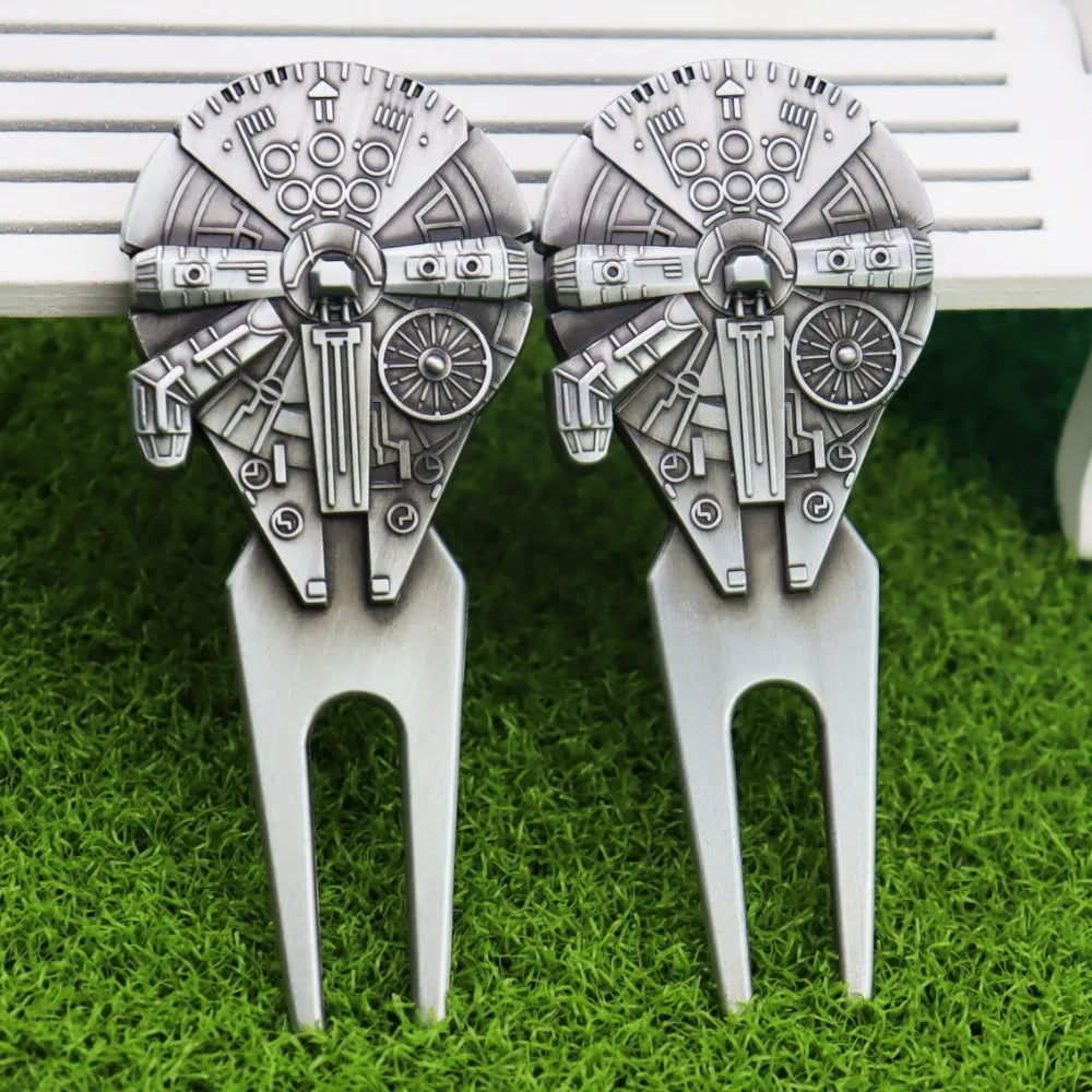 Golf Accessories Spacecraft Golf Green Fork Zinc Alloy Magnetic Divot Fork Multifunctional Portable Golf Ball Marker Golf Club