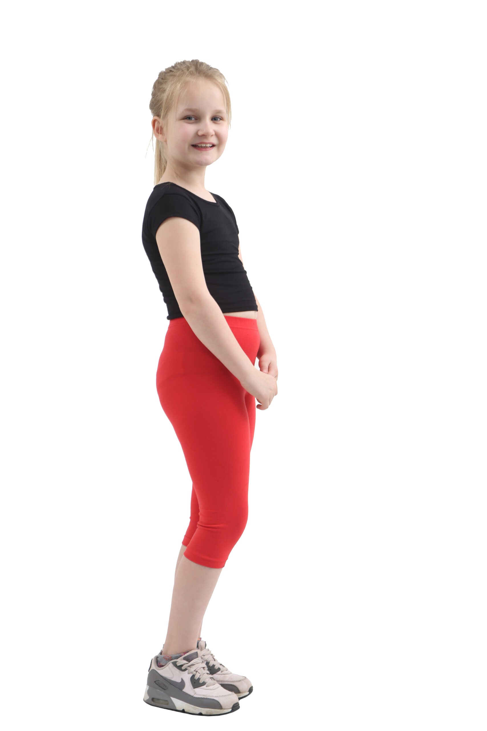 Crazy Chick Girls Red Cotton Leggings 3/4 Length-0