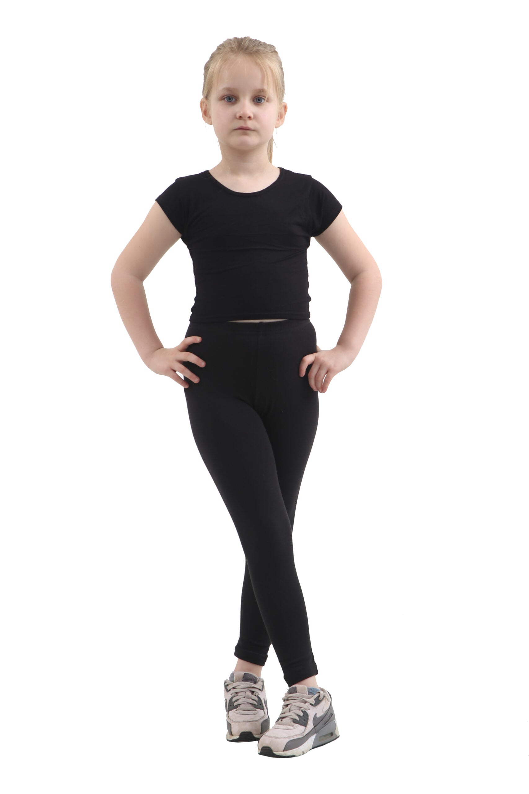 Crazy Chick Girls Black Cotton Leggings Full Length-0