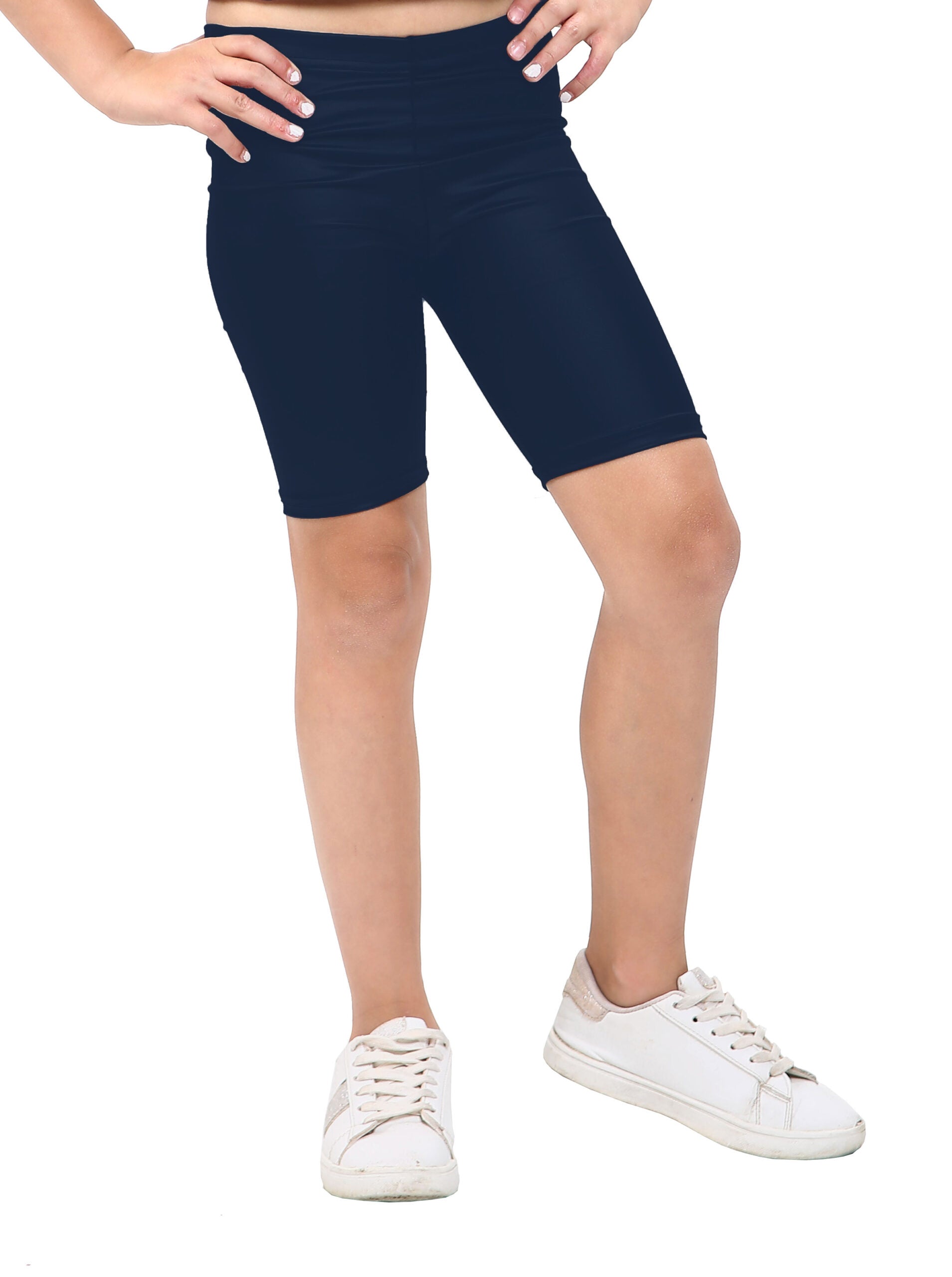Crazy Chick Children's Navy Cotton Anti-chaffing Half Leggings-0