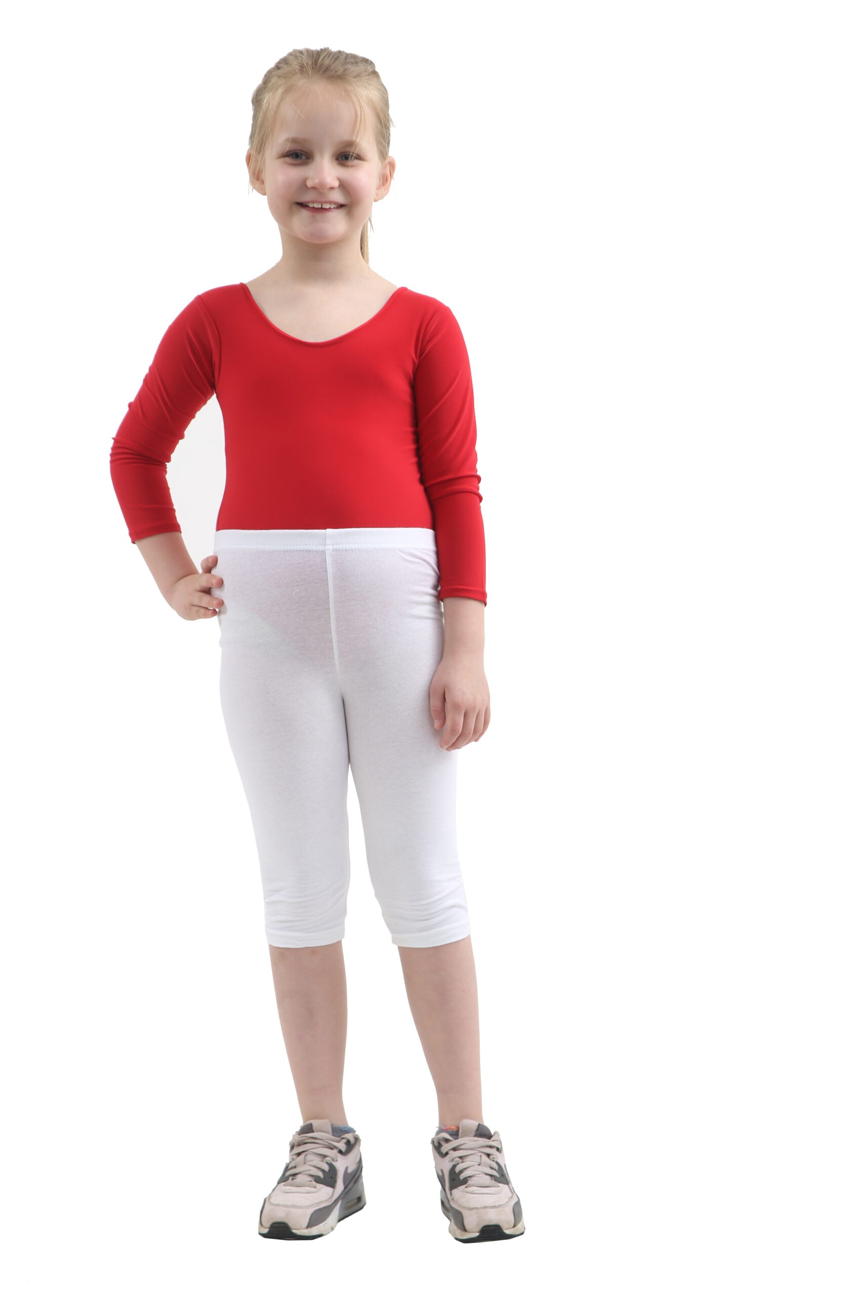 Crazy Chick Girls White Cotton Leggings 3/4 Length-0