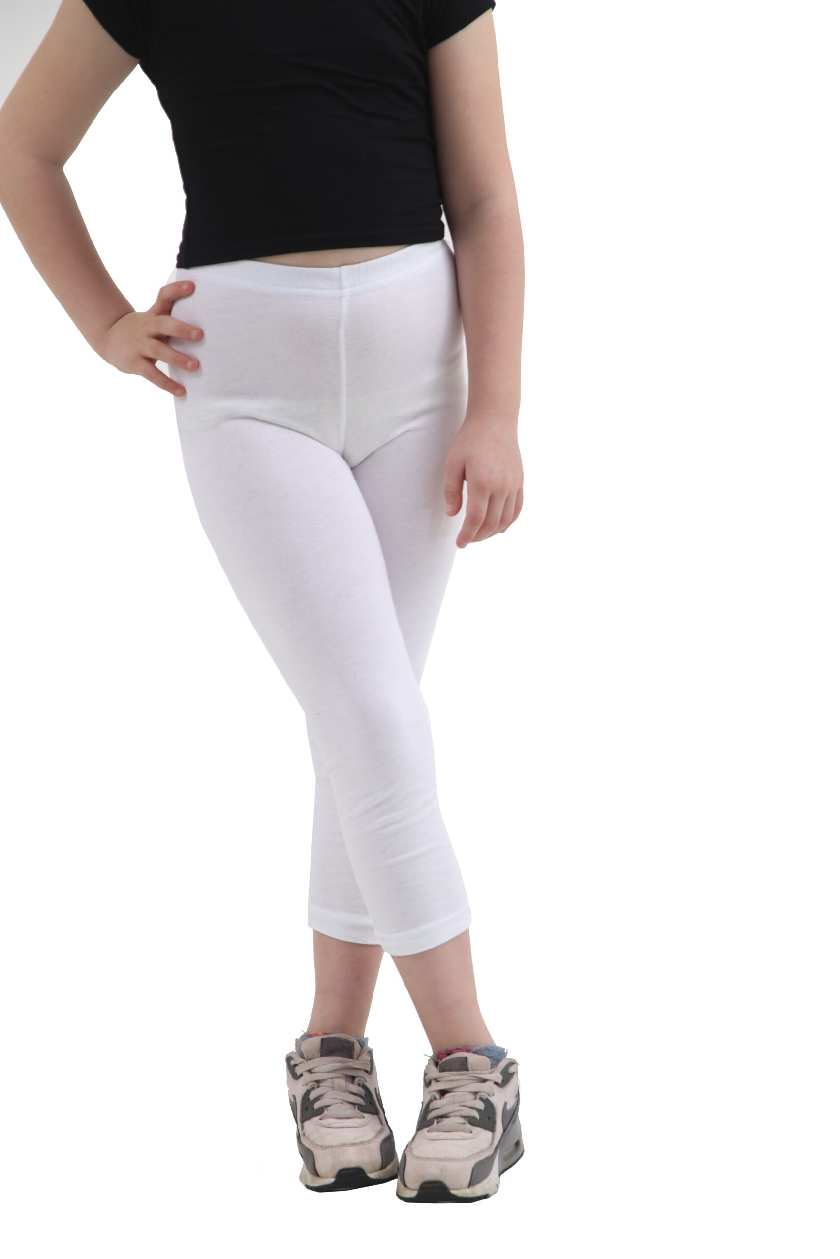 Crazy Chick Girls White Cotton Leggings Full Length-0