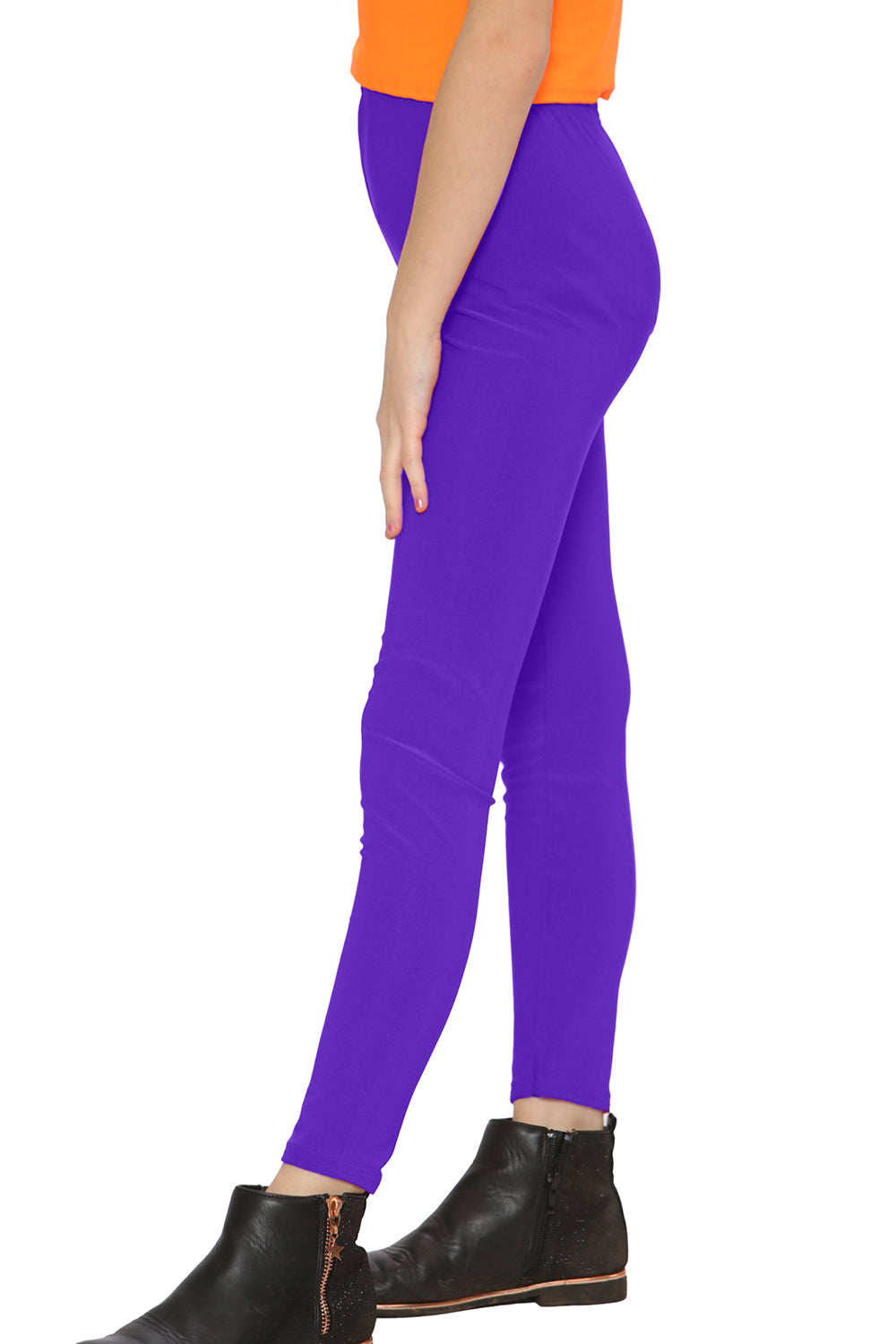 Crazy Chick Girls Microfibre Purple Leggings-0