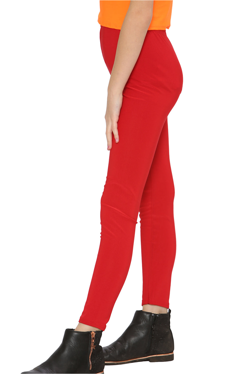 Crazy Chick Girls Microfibre Red Leggings-0