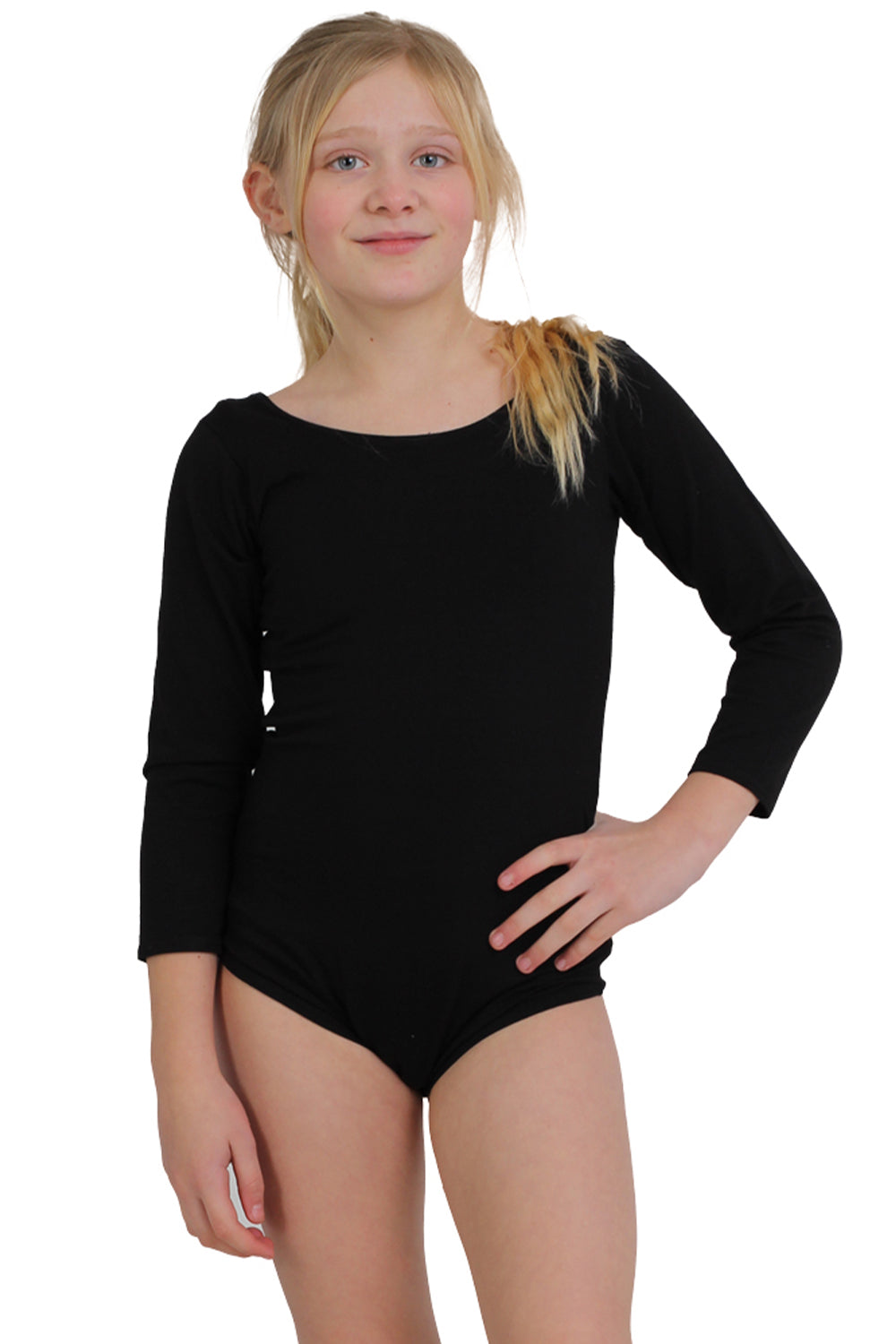 Crazy Chick Girls Microfibre Black Full Sleeve Leotard-0