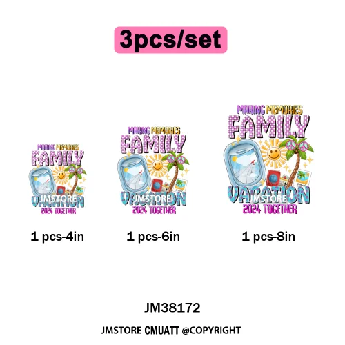 Happy Summer Boat Cruise Life Salty Beach Family Island Vacation Iron on DTF Thermal Transfer Sticker Ready to Press for Clothes
