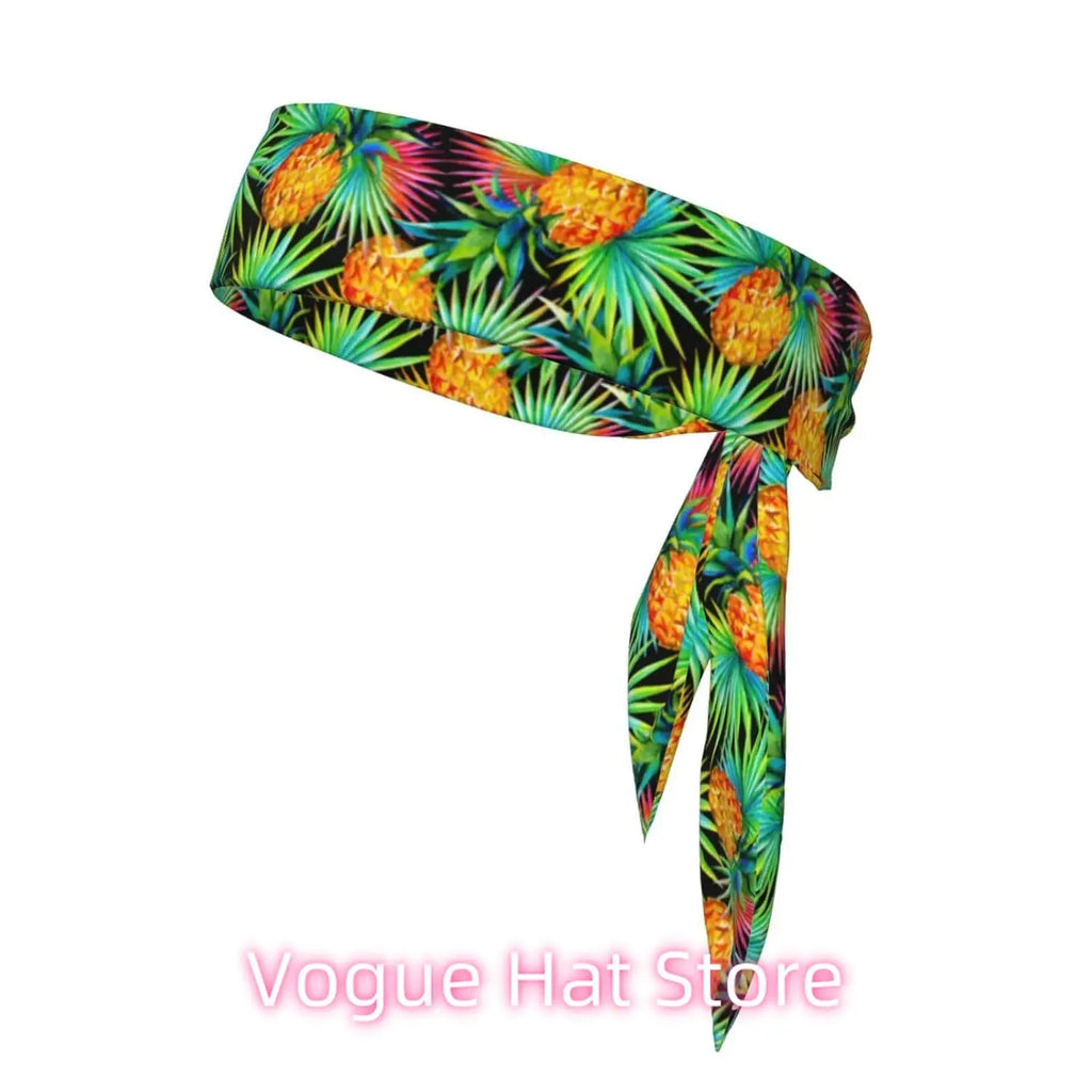 Sport Head Ties Unisex Tie Headbands Bandanas Workout Hair Band Athletic Sweatbands for Running Yoga (upside down pineapples tr