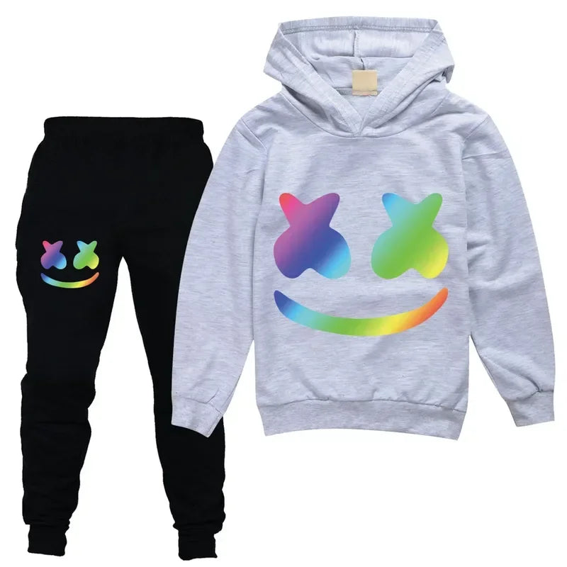 DJ Spring Season Autumn Clothing Set Kids Hoodies and Pants Suit Toddler Boys Tracksuit Teen Girls Casual Outfits