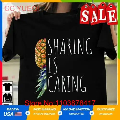 Funny Sharing is Caring Upside Down Pineapple Swinger T-Shirt Full Size