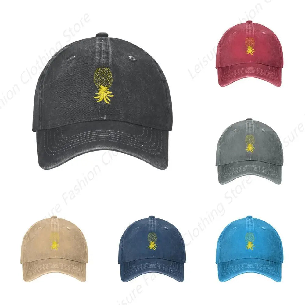 Plays Well With Others Funny Upside Down Pineapple Hat Dad Hat Baseball Cap For Men Women Adjustable Baseball Hats
