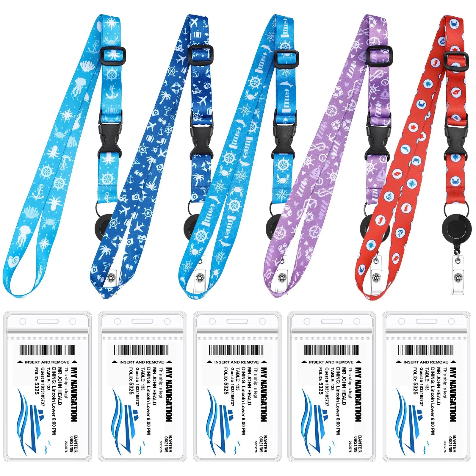 2 Pack Retractable Cruise Lanyard For Ship Cards, Waterproof Lanyards For Cruise Ship Cards With ID Holder