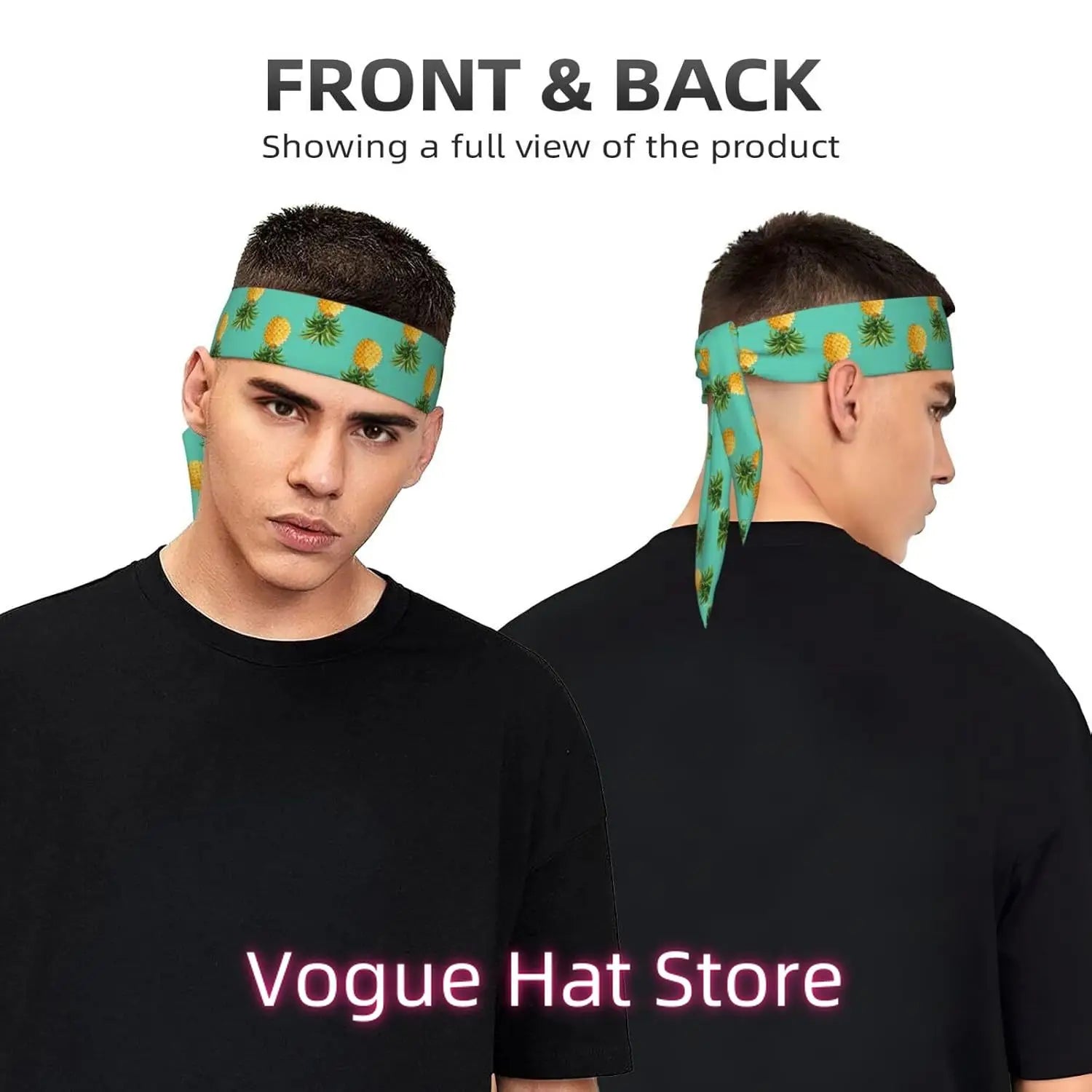 Sport Head Ties Unisex Tie Headbands Bandanas Workout Hair Band Athletic Sweatbands for Running Yoga (upside down pineapples tr