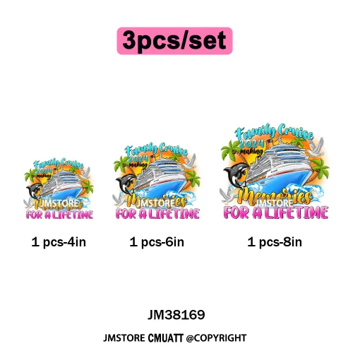Happy Summer Boat Cruise Life Salty Beach Family Island Vacation Iron on DTF Thermal Transfer Sticker Ready to Press for Clothes