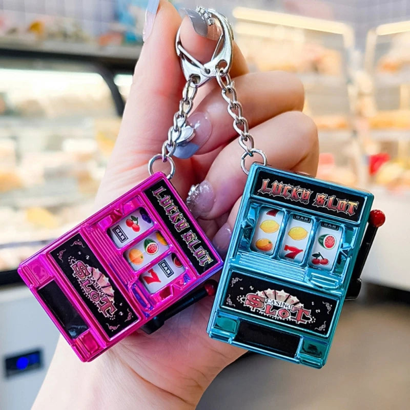 Mini Casino Lucky Charm Jackpot Keychains Handbags Charm Pendant Keychain Novelty Gifts for Women Men