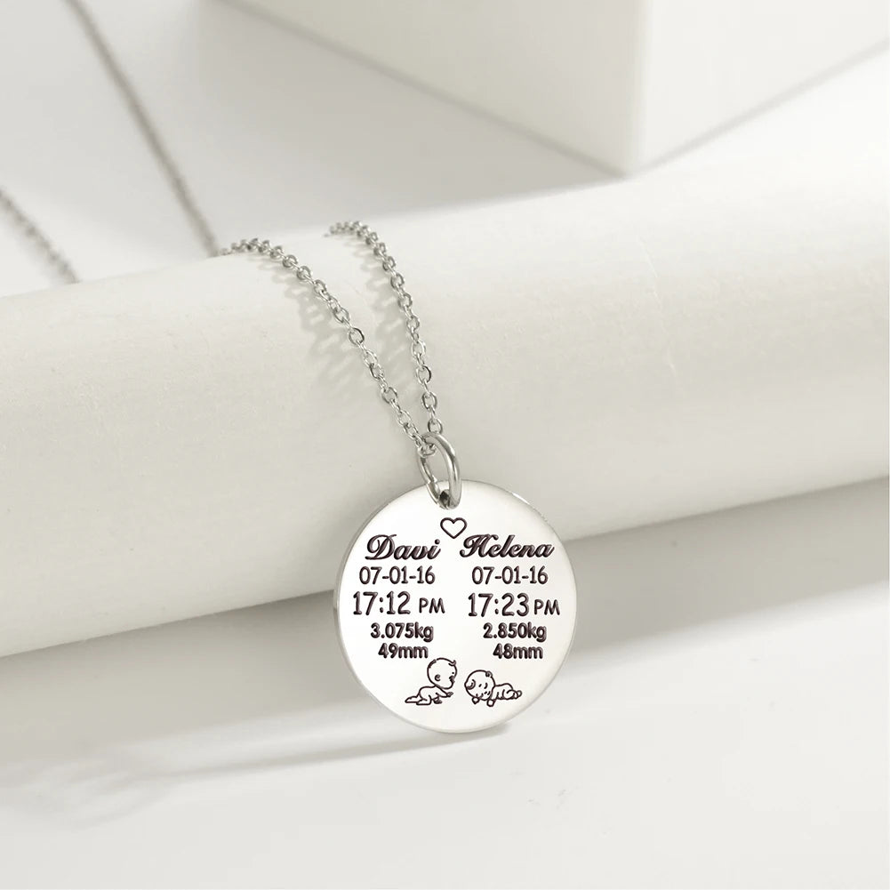 Personalized Necklace Custom Baby Name Child Kid Birth Gift For Women New Born Mother Father Day Mom Dad Stainless Steel Jewelry