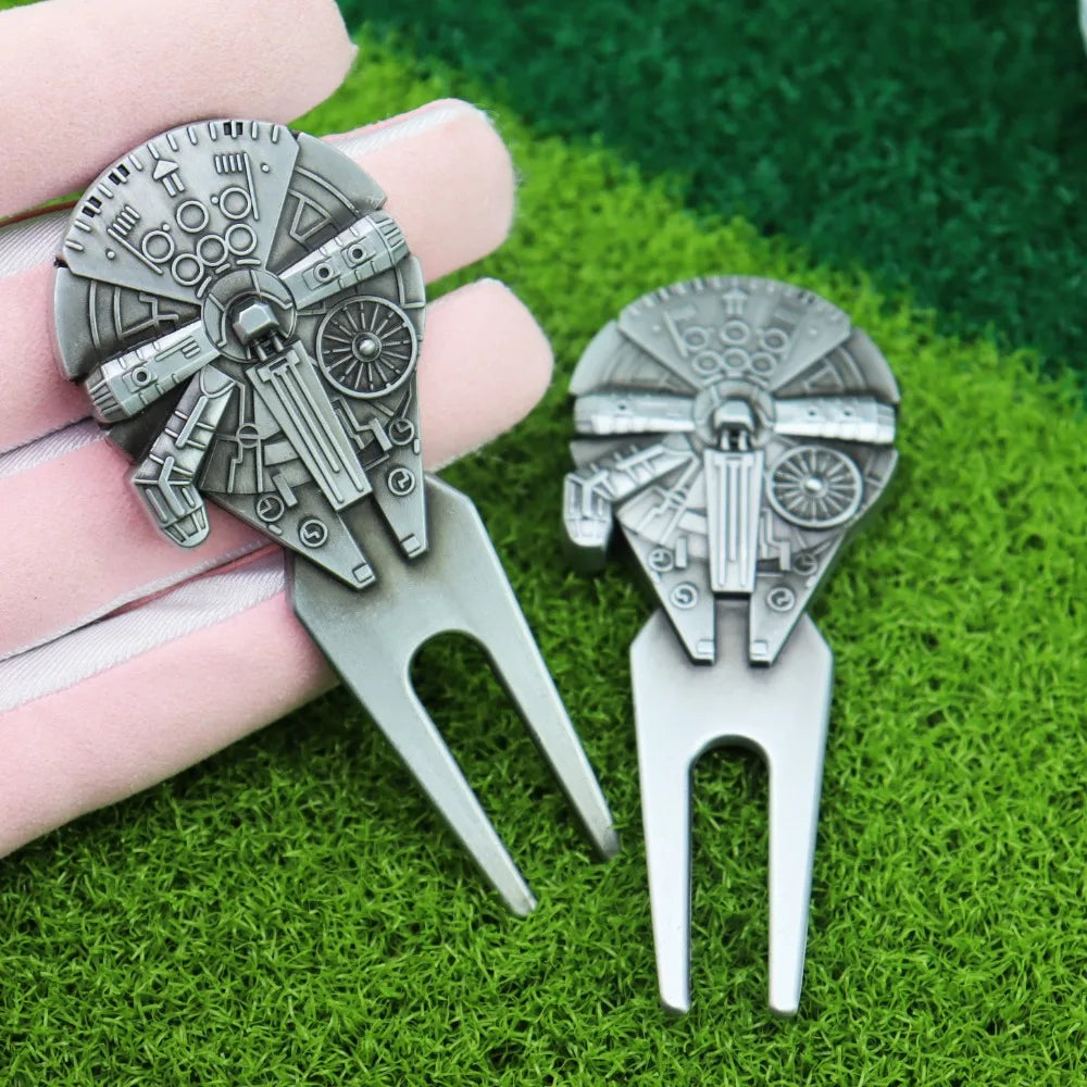 Golf Accessories Spacecraft Golf Green Fork Zinc Alloy Magnetic Divot Fork Multifunctional Portable Golf Ball Marker Golf Club