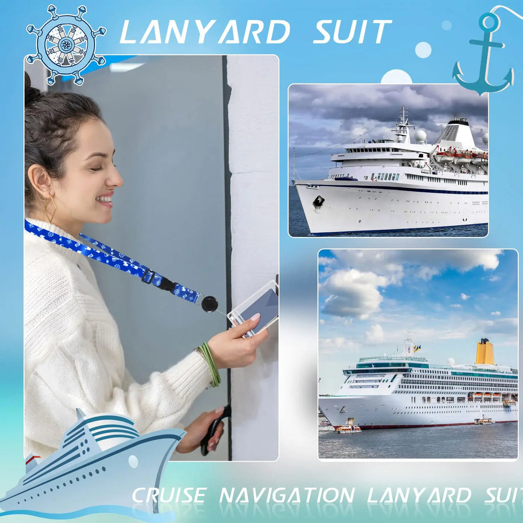 2 Pack Retractable Cruise Lanyard For Ship Cards, Waterproof Lanyards For Cruise Ship Cards With ID Holder
