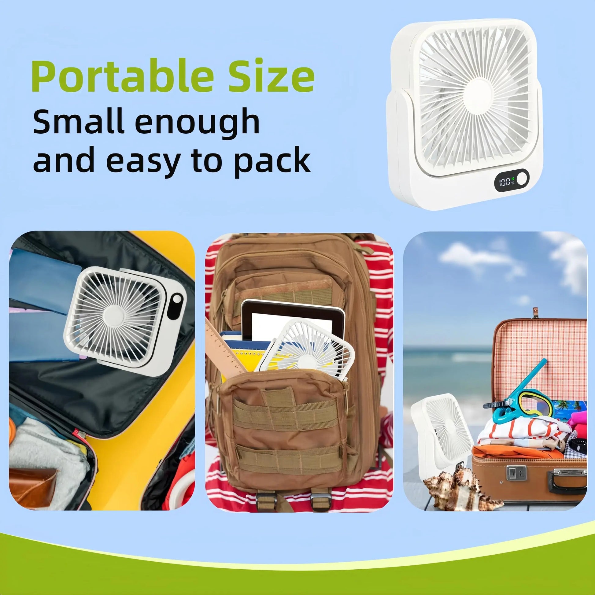 Magnetic Cruise Ship Approved Fan, 2000mAh Battery Operated, 5 Speeds, Magnetically Sticks on Cabin Ceilings and Walls