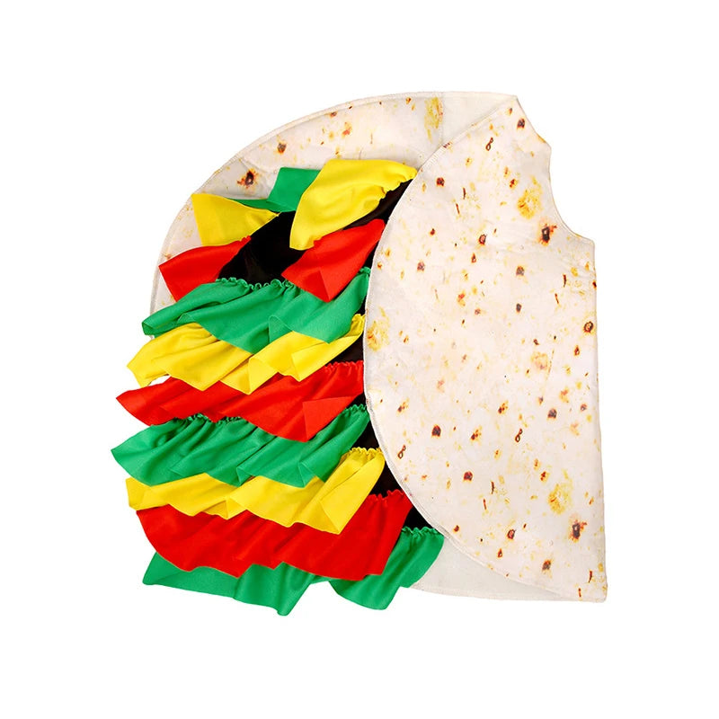 Kids Cute Taco Mexican Tortilla Cosplay Costume Child Festival Role Play Fancy Clothing Halloween Cartoon Food Stage Costumes