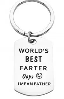 New Father's Day Keychain Pendant  World's Best Farter I Mean Father Funny Key Chain Keyring