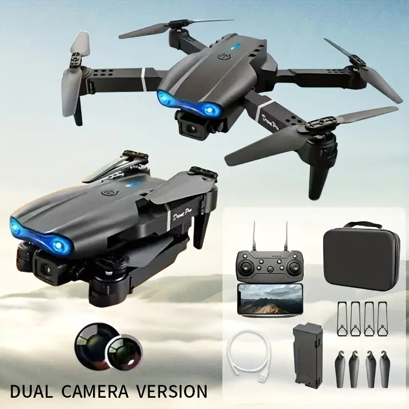 New E99 Foldable Portable Drone Remote Control Electric Toy > RC Drone, Propeller Helicopter with Optical Flow Stability and Dual Camera